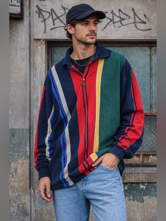 Higher State Adventure Other - Vintage 90s Colorblock Stripes Rugby Shirt Higher State Adventure Size L Retro
